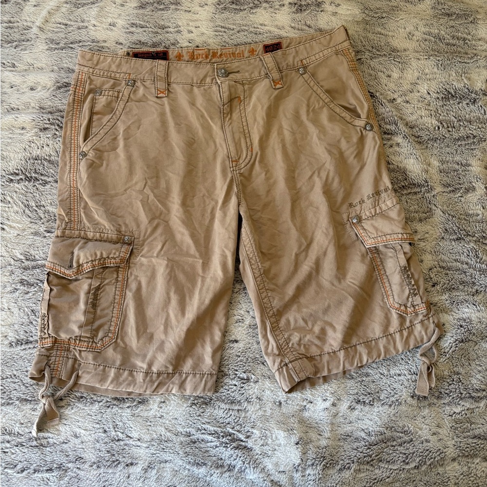 Rock Revival Khaki Cargo Shorts for Men